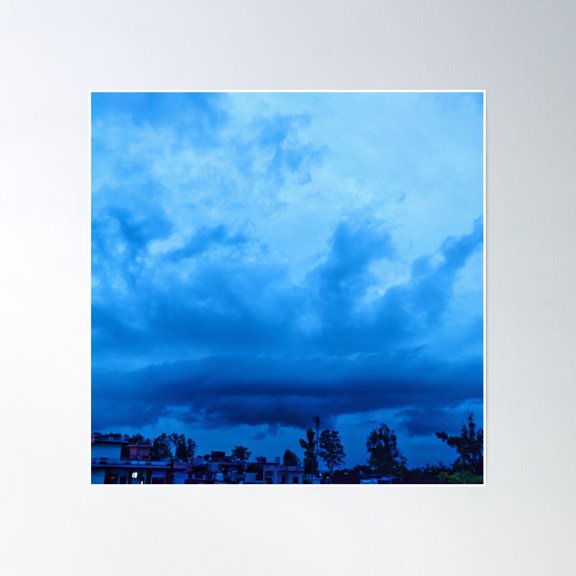 Dark Blue Clouds Poster Wall Art, Modern Wall Decor, 30x30 UNFRAMED