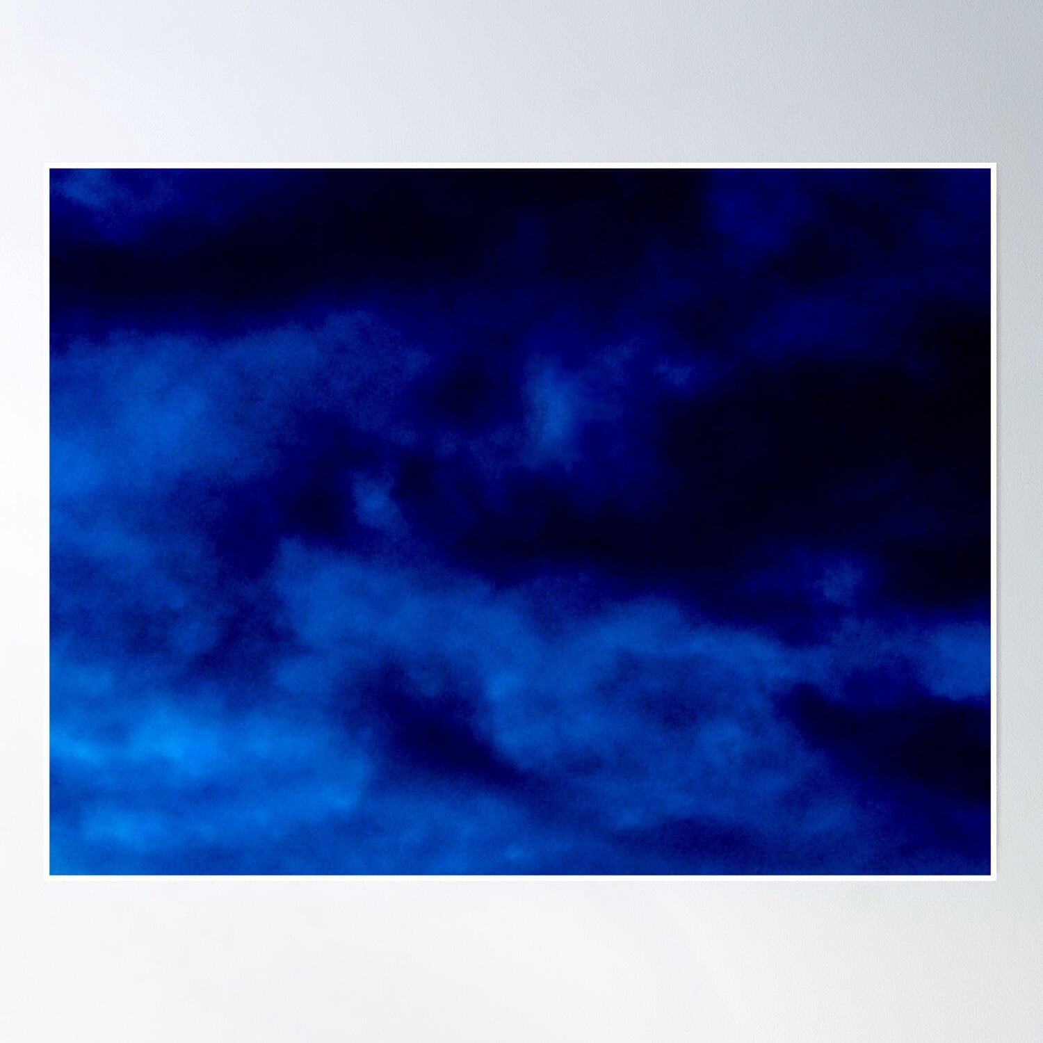 Dark Blue Cloudy Sky Poster Wall Art, Modern Wall Decor,