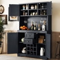 thumbnail image 1 of Dark Blue Coffee Bar Cabinet with Multiple Storage / Ideal for Kitchen, Dining Room Storage, 1 of 7