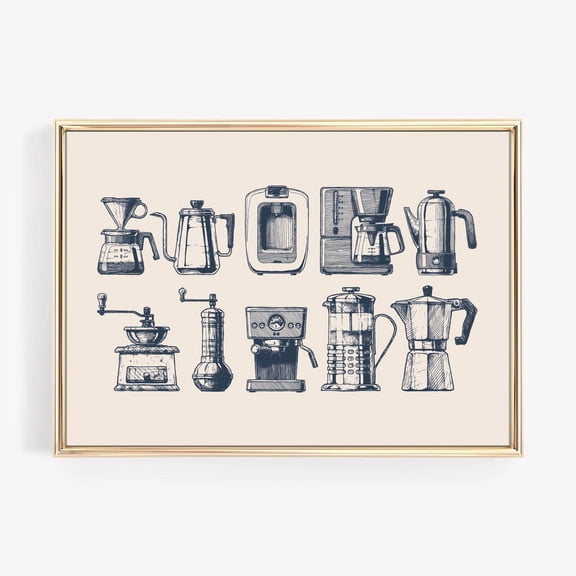 Dark Blue Coffee Print: Coffee Bar & Kitchen Art Unframed Paper Print