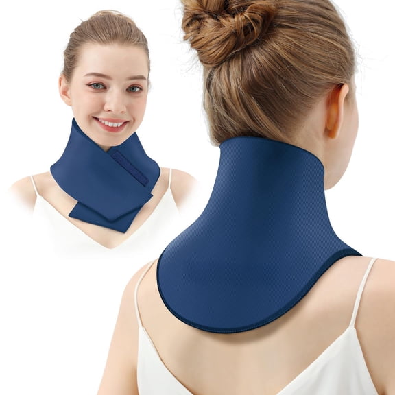 Dark Blue Cold Pack Neck Ice Wrap, Reusable Hot Cold Compress for Injuries