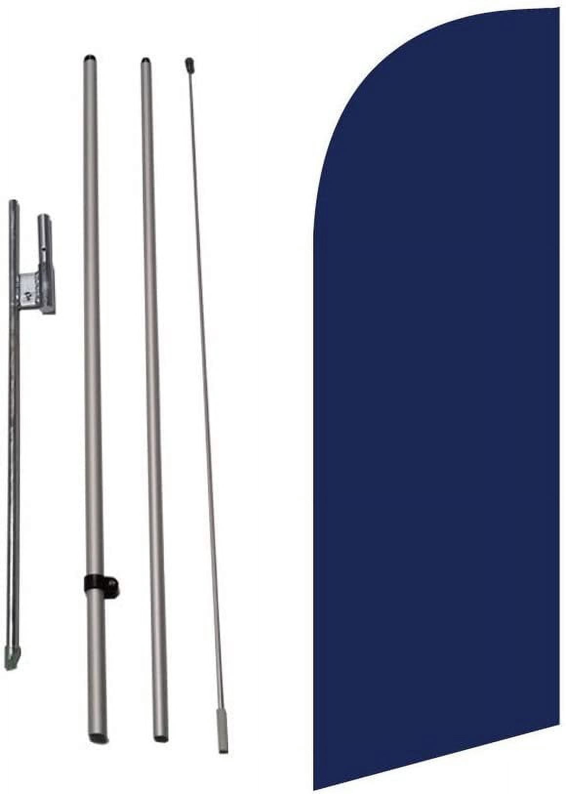 Dark Blue Color Medium Size Feather Banner Swooper Flag Sigh with Flag Pole Kit and Ground Spike, 8 feet Tall