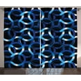 thumbnail image 1 of Ambesonne Dark Blue Curtains 2 Panel Set, Curvy Modern Shapes, 108" x 108", Blue Dark Blue White, 1 of 2