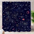 thumbnail image 1 of Dark Blue Cute Universe Decor Shower Curtain, Cartoon Dark Blue Galaxy Bathroom Decor Polyester Fiber Plastic Rings Quick-Drying Waterproof for Bathtubs/Bathroom, 72x72 inches, 1 of 6