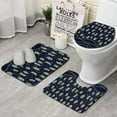 thumbnail image 1 of Dark Blue Daisy Flower Pattern Bathroom Rugs Sets 3 Piece,Toilet Cover Set,Absorbent Non Slip Bathroom Mats Sets with U-Shaped Contour Rug Toilet Rug Set, 1 of 5