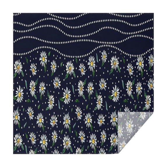 Dark Blue Daisy Flower Pattern Square Tablecloth,Waterproof Square Table Cover,Wipeable Spillproof Washable Table Cover for Home Kitchen Party Decor 42"X42"(107x107cm)
