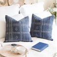 thumbnail image 1 of Dark Blue Decorative Throw Pillow Covers Set of 2, Boho Farmhouse Cushion Cover, Cozy Soft Accent Pillowcase for Couch Sofa Bed Living Room Home Décor, 1 of 6