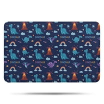 Dark Blue Dinosaur Volcano Pattern Bathroom Rugs Mat,Non Slip Microfiber Bathroom Rug,Rubber Backing,Soft Bathroom Mats for Bathroom Floor,Tub and Shower,17x27in(43x68cm)