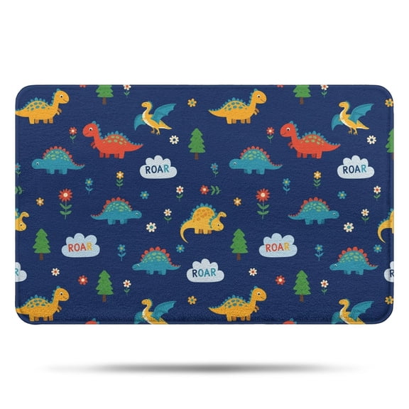Dark Blue Dinosaurs ROAR Pattern Bathroom Rugs Mat,Non Slip Microfiber Bathroom Rug,Rubber Backing,Soft Bathroom Mats for Bathroom Floor,Tub and Shower,17x27in(43x68cm)