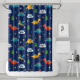 thumbnail image 1 of Dark Blue Dinosaurs ROAR Pattern Shower Curtain 72"x72" ,Bathroom Decorative Shower Curtains Set with 12 Hooks,Modern Waterproof Washable Shower Curtain, 1 of 6