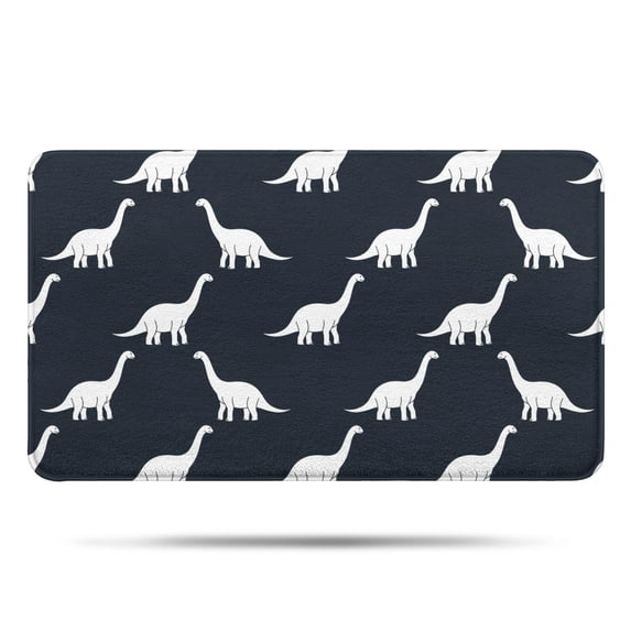 Dark Blue Dinosaurs Silhouette Pattern Bathroom Rugs Mat,Non Slip Microfiber Bathroom Rug,Rubber Backing,Soft Bathroom Mats for Bathroom Floor,Tub and Shower,17x30in(43x75cm)