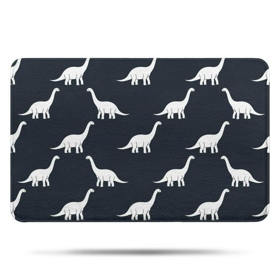 Dark Blue Dinosaurs Silhouette Pattern Bathroom Rugs Mat,Non Slip Microfiber Bathroom Rug,Rubber Backing,Soft Bathroom Mats for Bathroom Floor,Tub and Shower,17x27in(43x68cm)