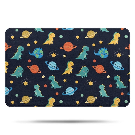 Dark Blue Dinosaurs Space Pattern Bathroom Rugs Mat,Non Slip Microfiber Bathroom Rug,Rubber Backing,Soft Bathroom Mats for Bathroom Floor,Tub and Shower,17x27in(43x68cm)