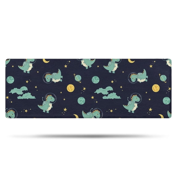 Dark Blue Dinosaurs Space Pattern Bathroom Rugs Mat,Non Slip Microfiber Bathroom Rug,Rubber Backing,Soft Bathroom Mats for Bathroom Floor,Tub and Shower,47x17in(120x43cm)