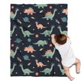 thumbnail image 1 of Dark Blue Dinosaurs Space Pattern Blanket,Comfortable Soft Flannel Throw Blanket,All Season,Warm Lightweight Blankets for Sofa Bed Couch Living Room Chair,30"x40", 1 of 4
