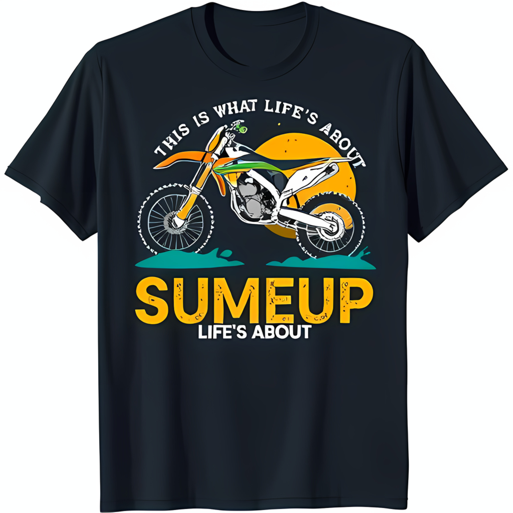 Dark Blue Dirt Bike Graphic TShirt 'This is What Life's About' Design