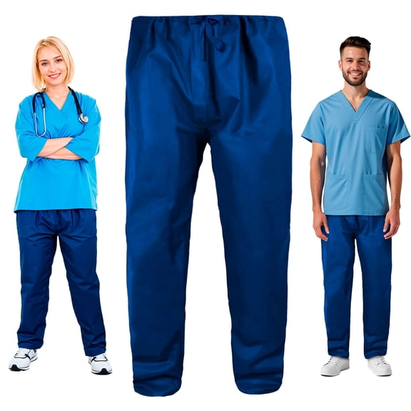 Dark Blue Disposable Scrub Pants, Polypropylene Hospital Scrubs, 100 Count, 2X-Large