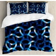 thumbnail image 1 of Dark Blue Duvet Cover Set, Curvy Shaped Entangled Complex Industrial Modern Mesh Machinery Concept, Decorative 3 Piece Bedding Set with 2 Pillow Shams, Calking Size, Blue Dark Blue White, by Ambesonne, 1 of 3