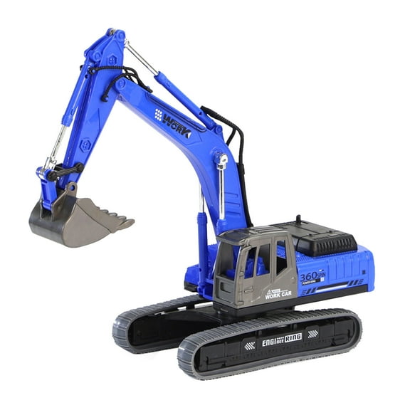 Dark Blue Excavator Model Toy Engineering Vehicle, Alloy Diecast Construction Car With Movable Joints And Rubber Tracks, Simulation Ornament For Kids Boys (0.46 Lbs)