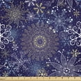 thumbnail image 1 of Ambesonne Dark Blue Fabric by the Yard Upholstery, Snowflakes Xmas Art, 2 Yards, Multicolor, 1 of 4