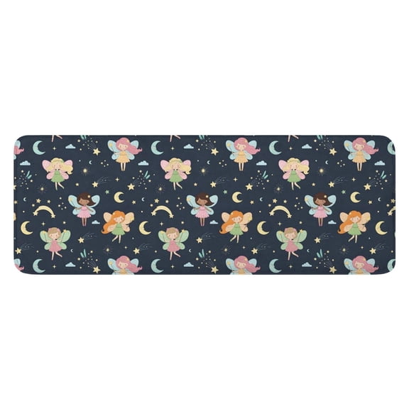 Dark Blue Fairy Princess Pattern Kitchen Rug Mat,Kitchen Runner Rugs Non Skid Washable,Decorative Kitchen Floor Mats for Kitchen,Sink,Laundry,17"x47.2"
