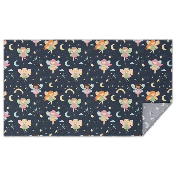 Dark Blue Fairy Princess Pattern Rectangle Tablecloth 60"x102",Waterproof Polyester Rectangle Table Cloth, Wipeable Spillproof Polyester Tablecloth for Dining, Camping, Indoor and Outdoor