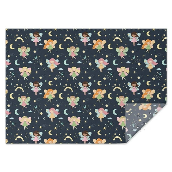 Dark Blue Fairy Princess Pattern Rectangle Tablecloth 60"x84",Waterproof Polyester Rectangle Table Cloth, Wipeable Spillproof Polyester Tablecloth for Dining, Camping, Indoor and Outdoor