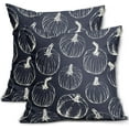 thumbnail image 1 of Dark Blue Fall Pumpkin Pillow Covers 18x18 Set of 2 Autumn Themed Thanksgiving Cream Print Decorative Throw Pillows Outdoor PillowCase Farmhouse Linen Cushion Case Decor for Home Sofa Couch Bed, 1 of 6