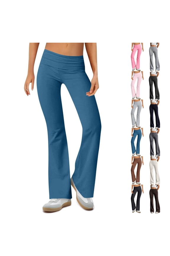 Dark Blue Flare Leggings for Women High Waist Yoga Pants Tummy Control Workout Athletic Bootcut Leggings