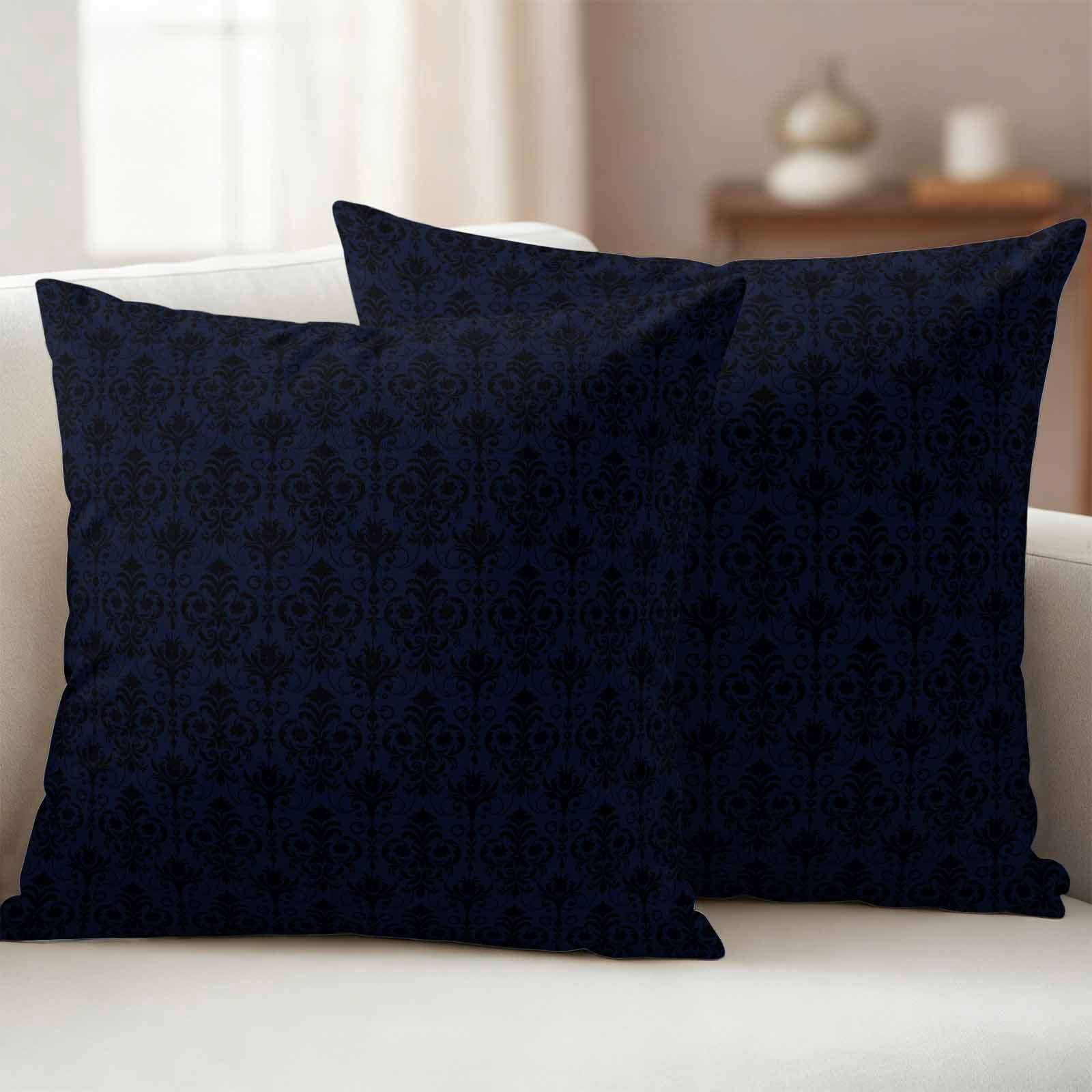 Dark Blue Floral Abstract Outdoor Waterproof Throw Pillow Covers 26x26 Set of 2, Vintage Ethnic Bohemian Flowers Pillowcases Cushion Pillowcase for Couch Sofa Patio Outside Pillow Protector