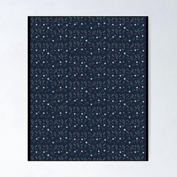 Dark Blue Floral Pattern Poster, Poster Home Decor, Poster Only