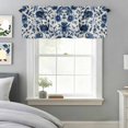 thumbnail image 1 of Dark Blue Floral Window Valance for Kitchen, Vintage Flower Leaf Blossom Nostalgia Texture Rod Pocket Short Curtain for Small Windows, Light Filtering Decorative Valance, 60 x 14 Inch, 1 Panel, 1 of 9