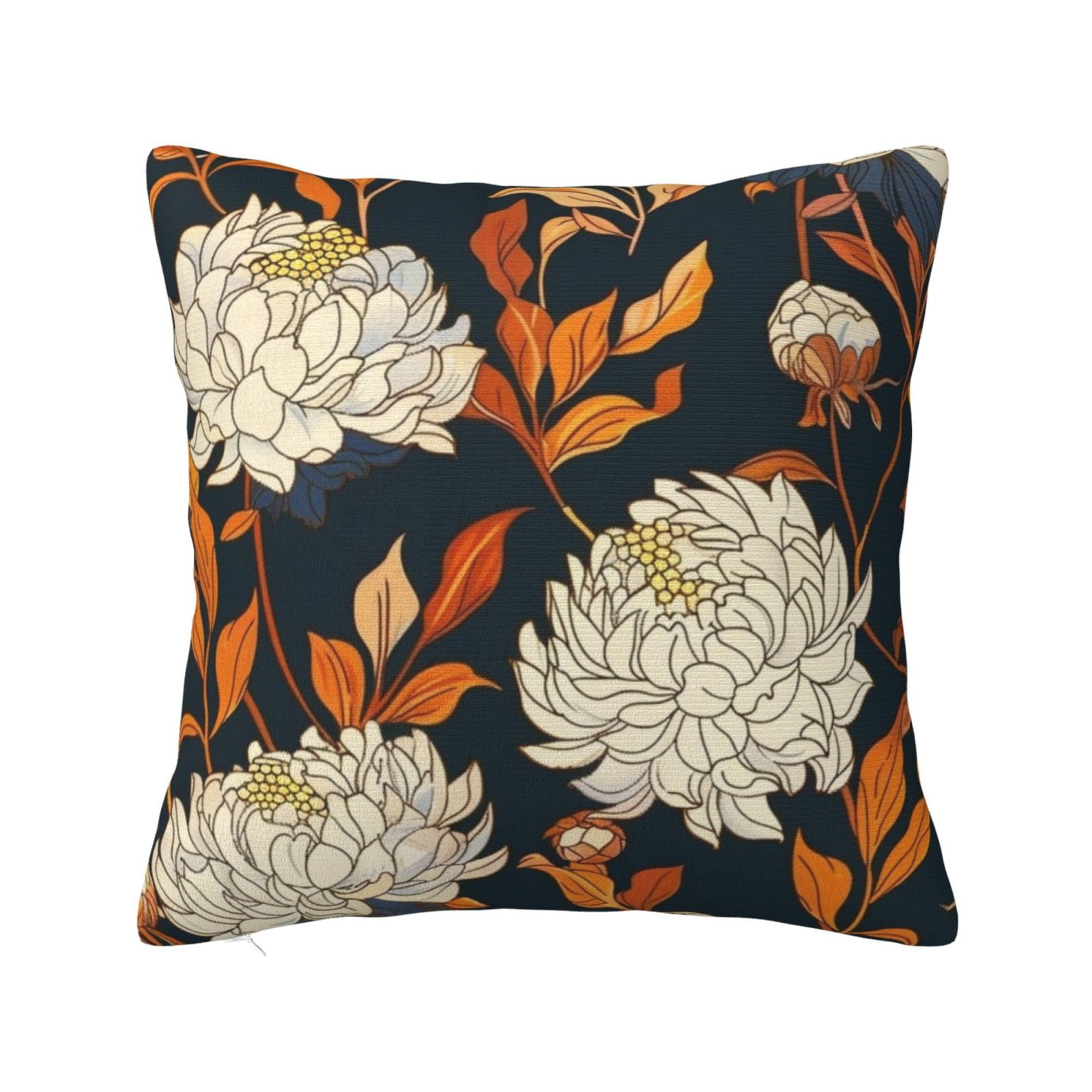 Dark Blue Floral with and Accents Pillow cover decoration pillowcase