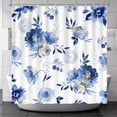 thumbnail image 1 of Dark Blue Flowers Shower Curtain, Nature Wildflowers Shower Curtain, Washable Fabric Polyester Shower Curtain Set for Bathroom Decor with 12 Hooks, 72" x 72", 1 of 6