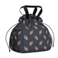 thumbnail image 1 of Dark Blue Football Repeat Pattern Drawstring Lunch Bag Women - Drawstring Lunch Bag Insulated for Work Office - Stain-Resistant Large Lunchbags for Women with Multi-Pockets, 1 of 6