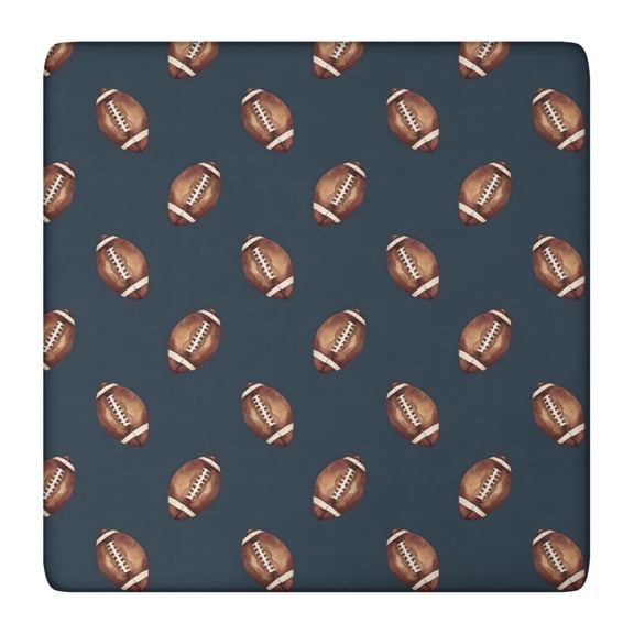 Dark Blue Football Repeat Pattern Square Fitted Tablecloth with Elastic Edge,Square Table Cover,Washable Elastic Table Cover for Home Kitchen Party Decor 36"x36"