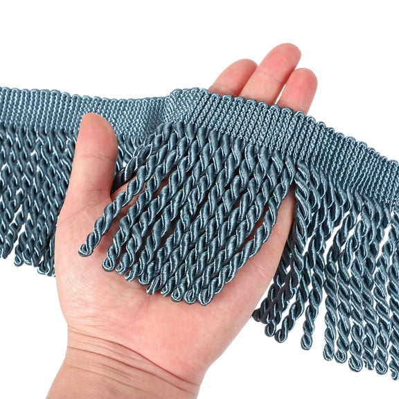 Dark Blue Fringe Trim, 5 Yards x 4inch Fringe Trim Curtain Tassel Thick Long Fabric Sewing for Curtain Sofa Clothes DIY Decoration