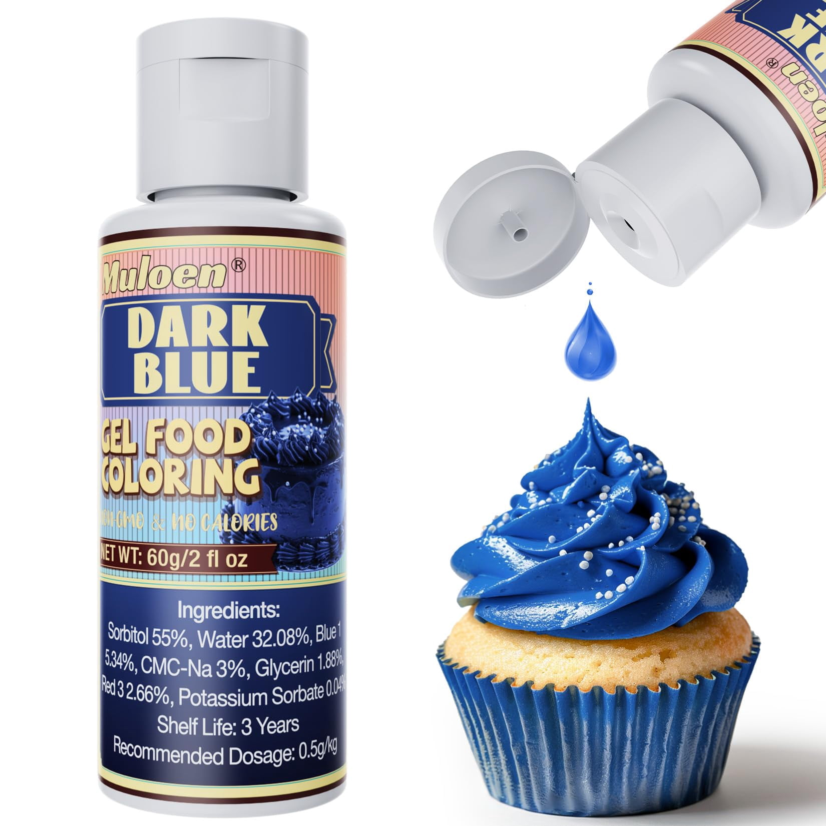 Dark Blue Gel Food Coloring AIS1 2Ounce Concentrated Dark Blue Food