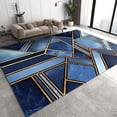 thumbnail image 1 of Dark Blue Geometric Marble Area Rugs, Luxurious Golden Yellow Irregular Stripes Bedroom Rug, Non-Slip Mat Bright Color Light Texture Apply To Cafe Office Door Mats Porch Hotels 2x3ft, 1 of 6
