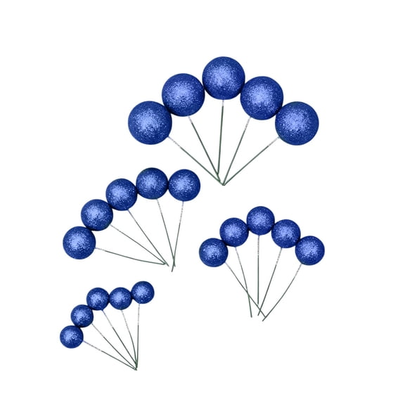 Dark Blue Glitter Frosted Cake Decor Balls 20 Piece Assorted Sizes Birthday Party Dessert Toppers Dark Blue