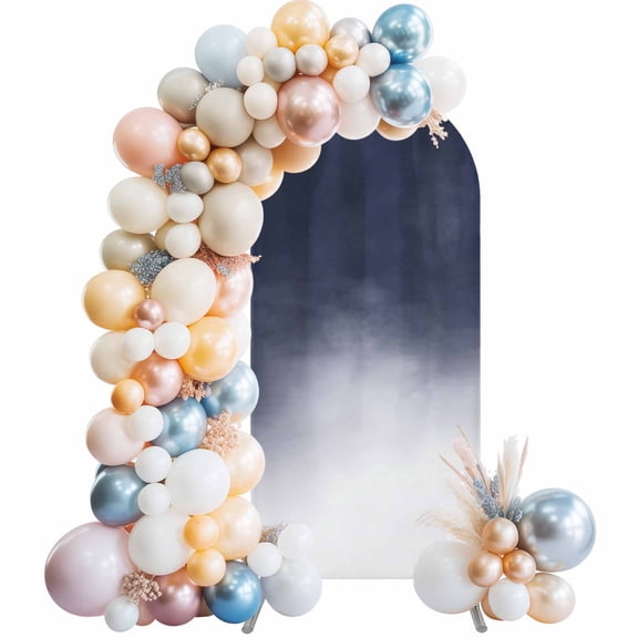 Dark Blue Gradient Arch Backdrop Cover 4 FT Watercolor Ombre Abstract Modern Stretchy Elastic Arch Stand Covers Spandex Arched Background Birthday Wedding Party Decoration (No Stand)