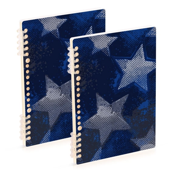 Dark Blue Graffiti Style Stars Notebook Detachable Coil Notebook Diary Plan Book A5 Size 60 Pages 1 Pack