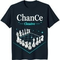 Dark Blue Graphic TShirt with 'ChanCe' and 'Cleasive' Text Chessboard