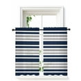 thumbnail image 1 of Dark Blue Gray Curtains 45 Inch Length,Sheer Curtains for Bedroom Living Room Window Horizontal Stripe Minimalist Geometric Rod Pocket Drapes Kitchen Curtains Small Half Window 52"x45" 2 Panels, 1 of 7