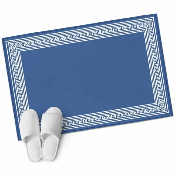 Dark Blue Greek Key Large Area Rugs for Bedroom Living Room, Soft Non Slip Carpet Bedside Rug, Geometric Greece Ancient Farmhouse Geo Rectangular Floor Cover Kitchen Accent Rug 2'x3' for Office
