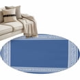 thumbnail image 1 of Dark Blue Greek Key Large Area Rugs for Bedroom Living Room, Soft Non Slip Carpet Bedside Rug, Geometric Greece Ancient Farmhouse Geo Round Floor Cover Kitchen Accent Rug 3.3' for Dining Room/Office, 1 of 9