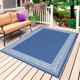 thumbnail image 1 of Dark Blue Greek Key Outdoor Rug for Patio/Deck/Porch, Non-Slip Large Area Rug 4 x 6 Ft, Geometric Greece Ancient Farmhouse Geo Indoor Outdoor Rugs Washable Area Rugs, Camping Rug Carpet Runner, 1 of 8