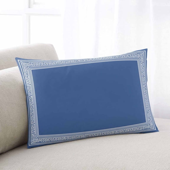 Dark Blue Greek Key Small Pillow Covers, Geometric Greece Ancient Farmhouse Geo Soft Throw Pillow Cases with Invisible Zipper, Decorative Pillowcase Pillows Protectors for Sofa Bed Chair 12"x20"