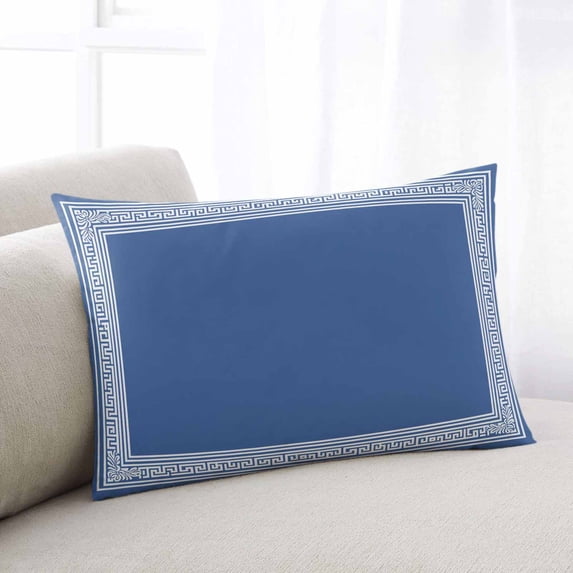 Dark Blue Greek Key Standard Pillow Covers, Geometric Greece Ancient Farmhouse Geo Soft Throw Pillow Cases with Invisible Zipper, Decorative Pillowcase Pillows Protectors for Sofa Bed Chair 20"x26"