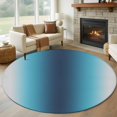 thumbnail image 1 of Dark Blue Grey Ombre 6ft Round Rug, Modern Abstract Art Gradient Non-Skid Rubber Backing Large Area Rugs - Living Room Bedroom Home Office, Indoor Floor Mat Carpets Washable Rug, 1 of 9